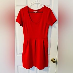 Madewell Red Dress Size 8 Short Sleeve Fit and Flair Mini Dress with Pockets